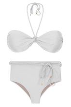 Cargar imagen en el visor de la galería, Set Shimmer-White Twist Belted-High-Waist
